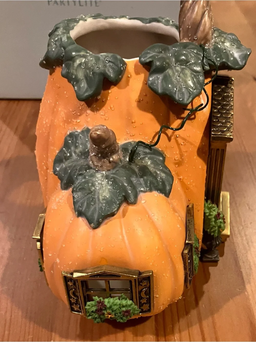 NEW PartyLite Ceramic Pumpkin Cottage Candle Holder #1 Fairy House Candle Holder - Picture 11 of 14